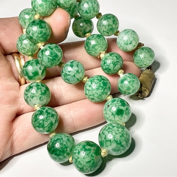 Antique Czech Peking Glass Knotted Bead Choker - Picture 8 of 8